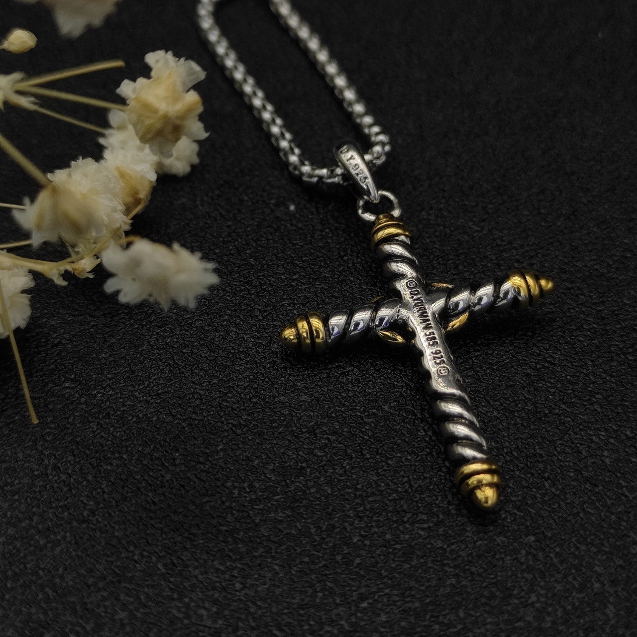 David Yurman Cross Necklace(Chain length 45+5cm delay chain Chain thickness 2mm)