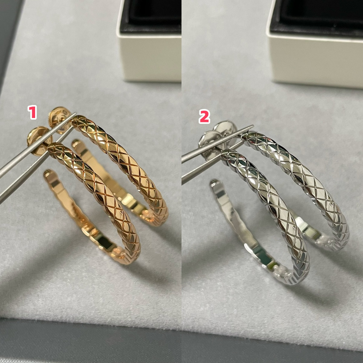 Chanel Large diamond-shaped polished surface Earrings