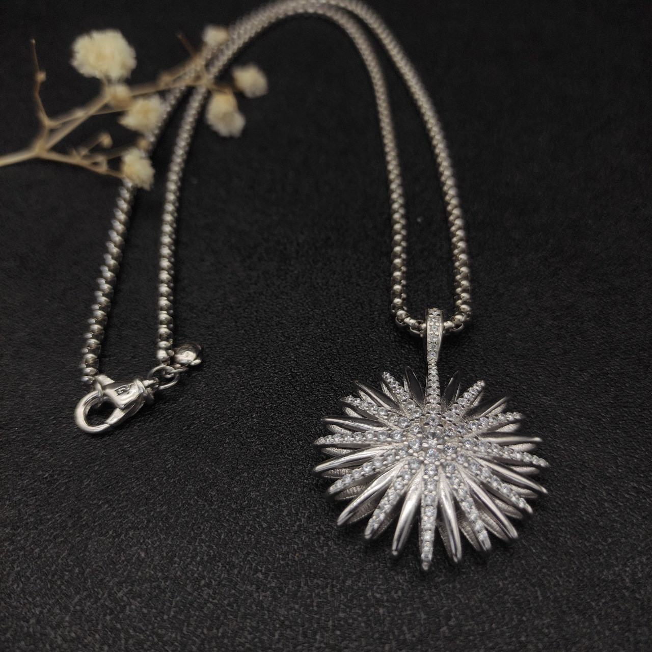 David Yurman sunflower full of D1am0nds Necklace(Chain length 50+5cm delay chain Chain thickness 3mm)