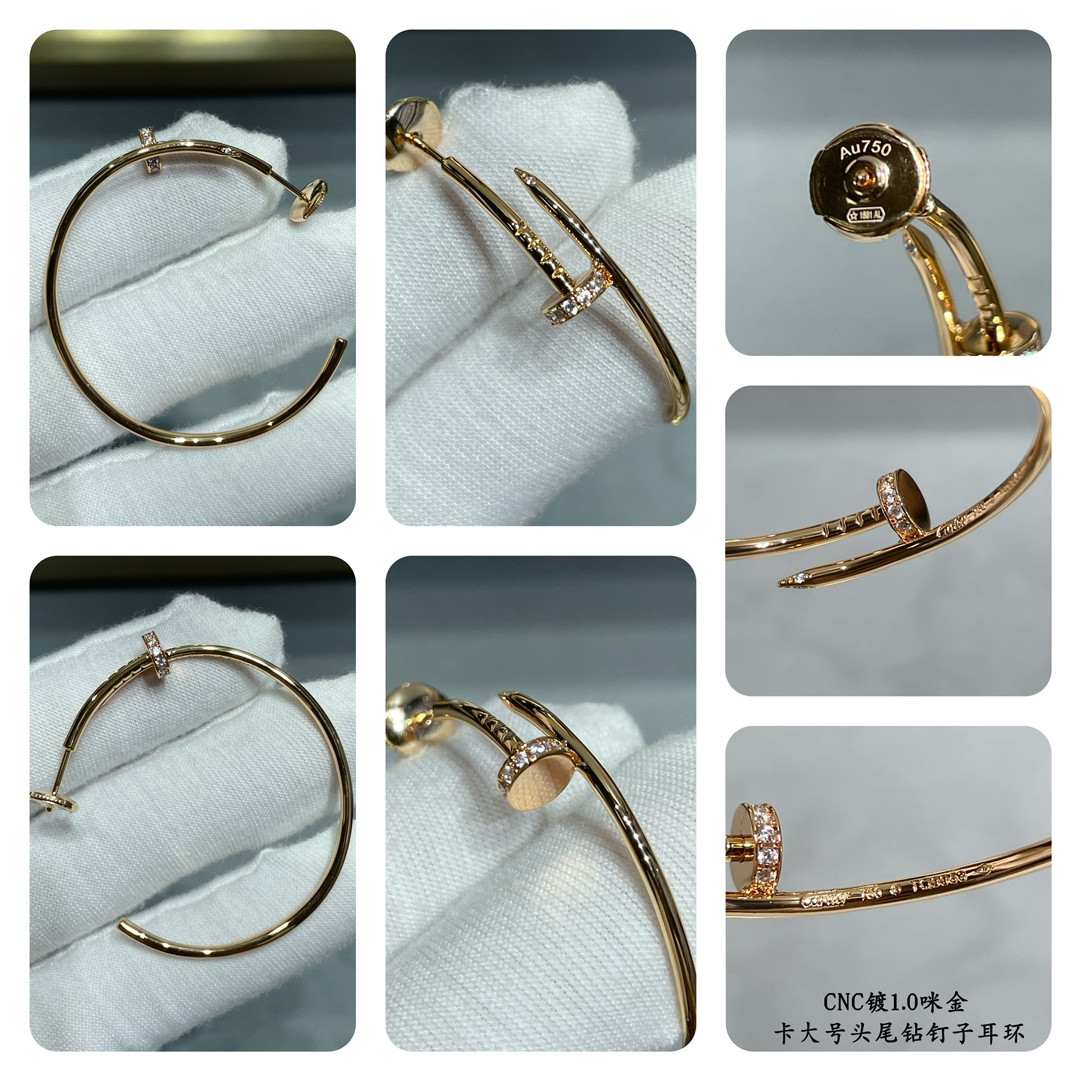 Ca*t1er Large size head and tail D1am0nd nail Earrings