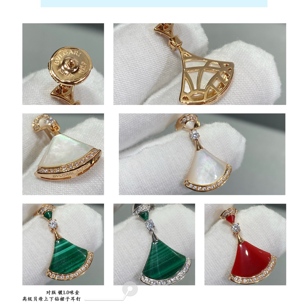 Bv1g*ai Scalloped skirt with D1am0nds Earrings