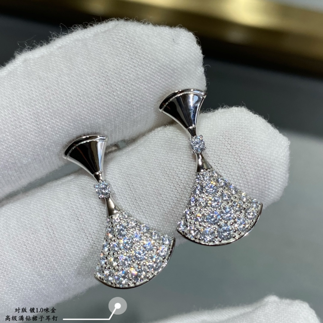 Bv1g*ai D1am0nd fan-shaped skirt Earrings