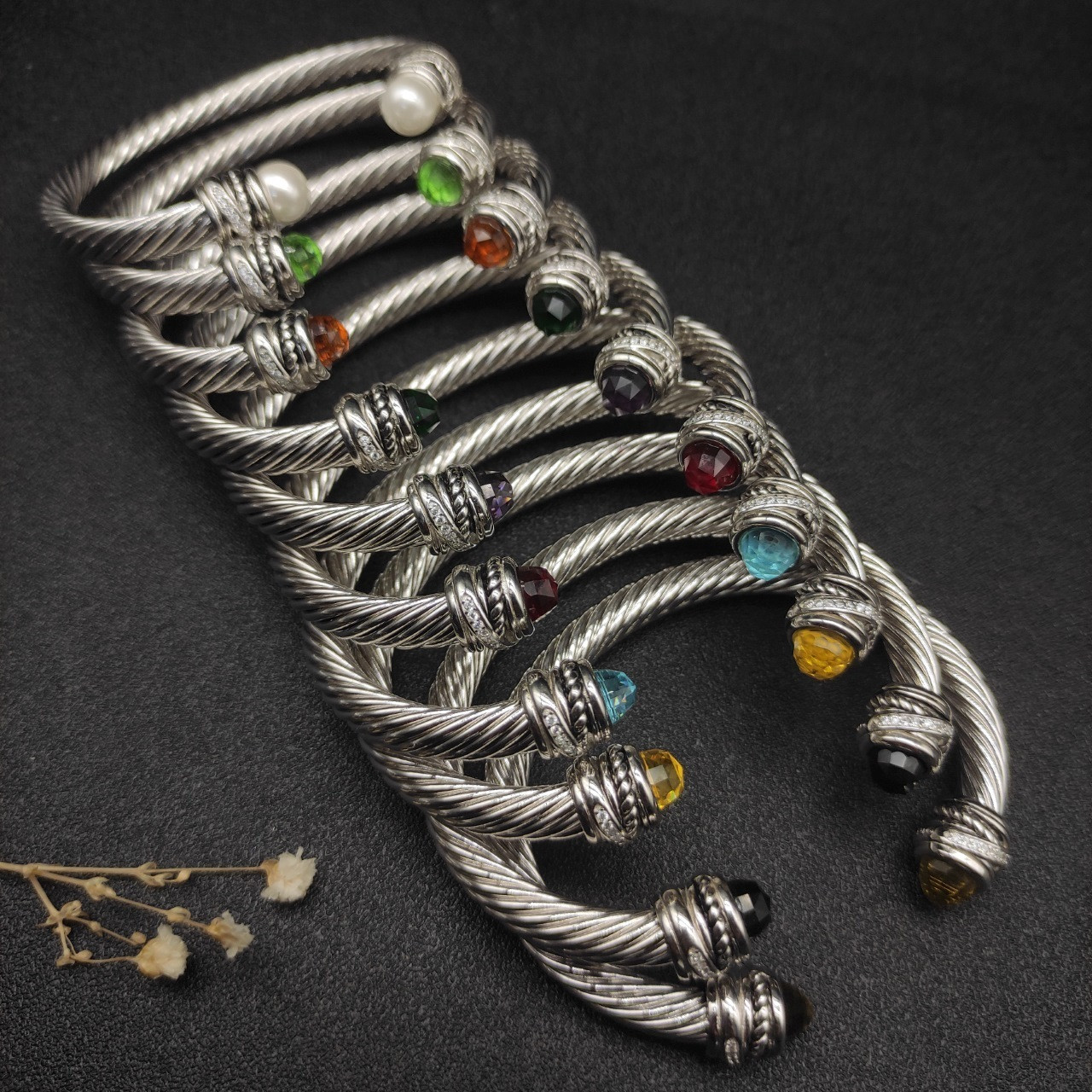 David Yurman 7mm Rotating D1am0nd setting Bracelet (wrist circumference 15-20cm)