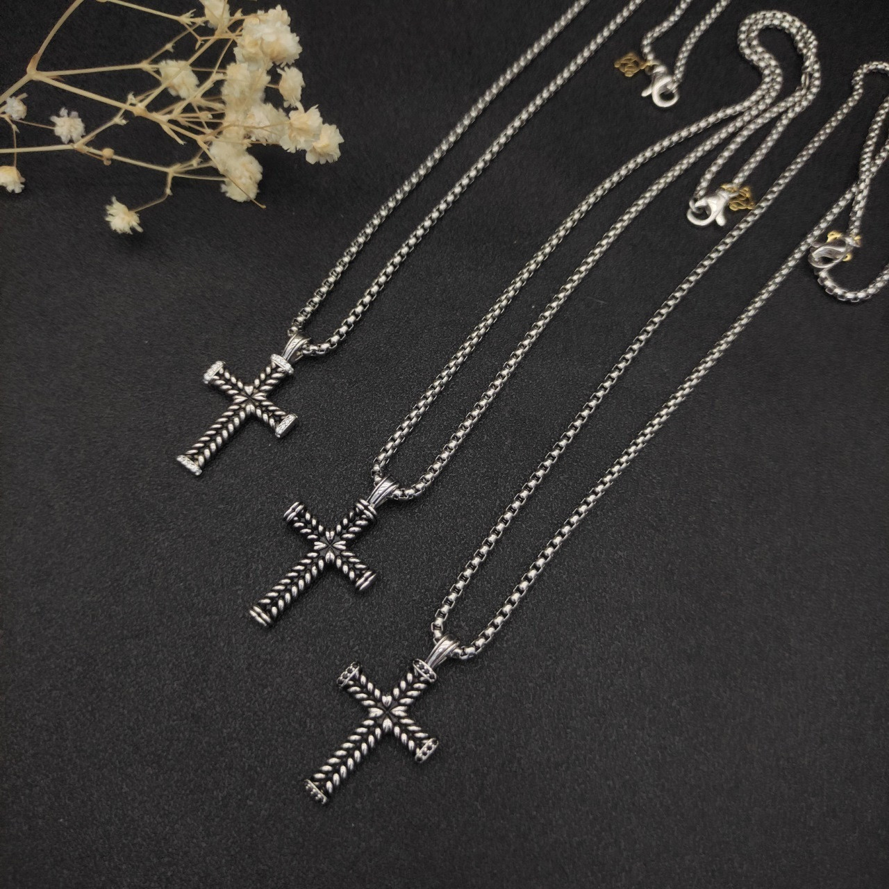 David Yurman cross Necklace(Chain length 50+5cm delay chain Chain thickness 3mm)