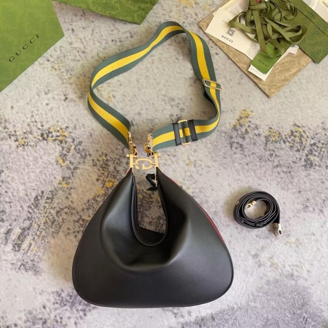 GUCCI ATTACHE MEDIUM SHOULDER BAG BLACK 13.8″W x 12.6″H x 2.4″D