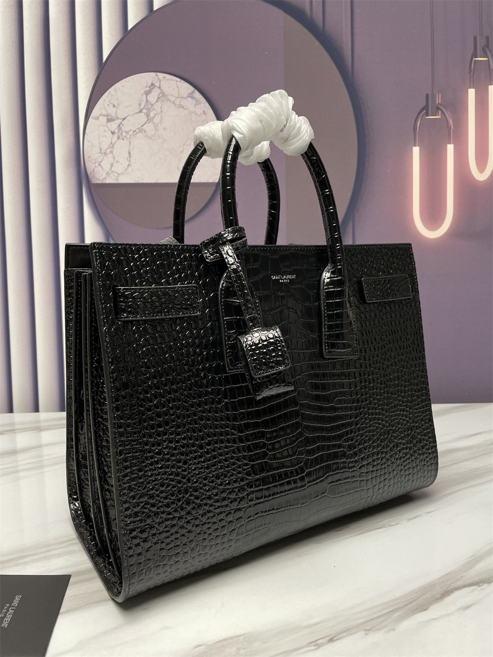 Y51 SAC DE JOUR SMALL IN CROCODILE EMBOSSED LEATHER
