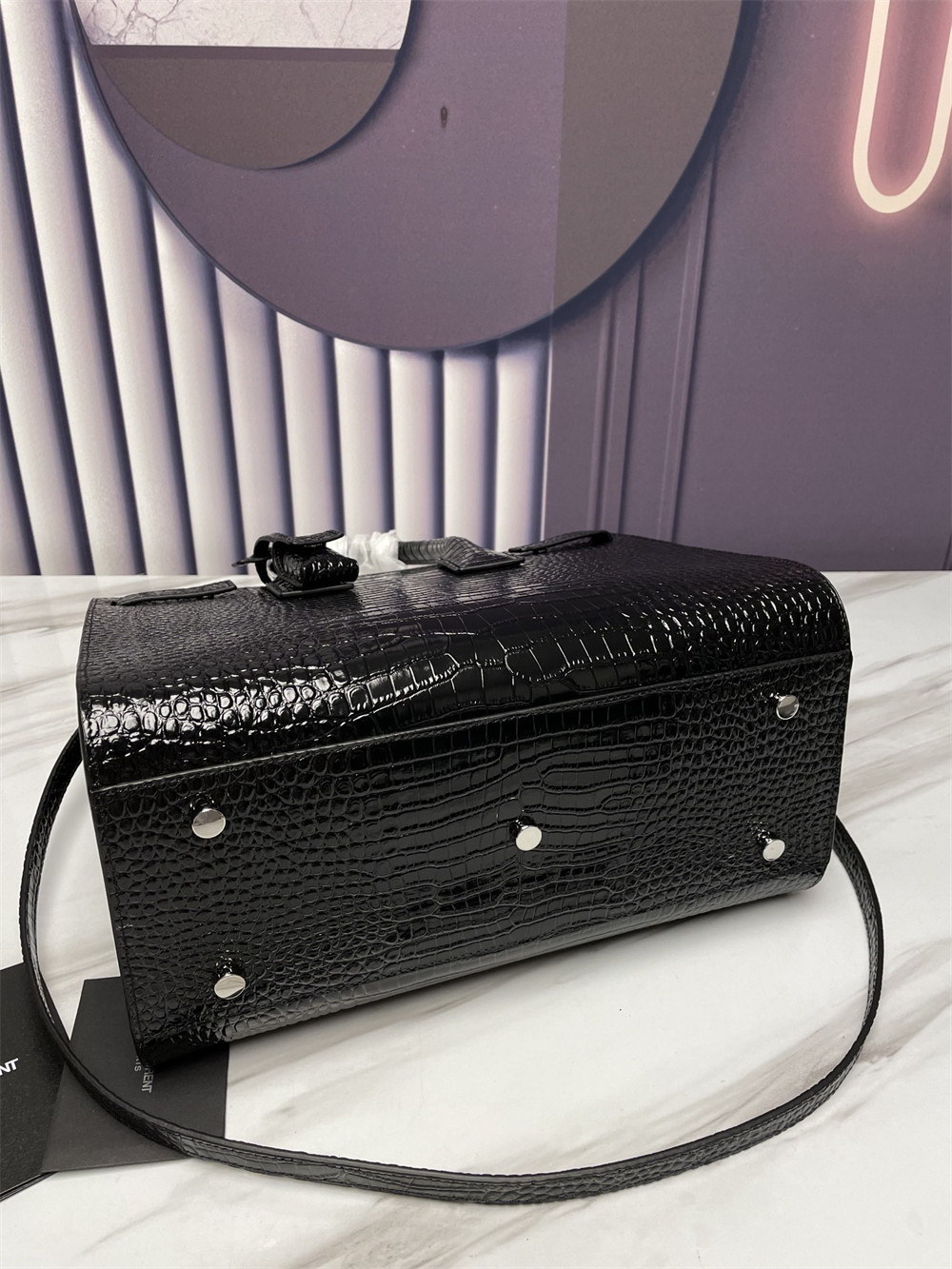 Y51 SAC DE JOUR SMALL IN CROCODILE EMBOSSED LEATHER