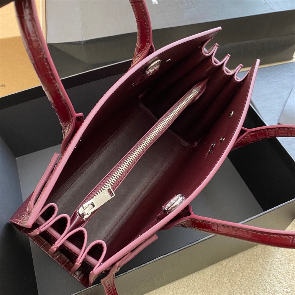 Y51 SAC DE JOUR BABY IN CROCODILE EMBOSSED LEATHER RED