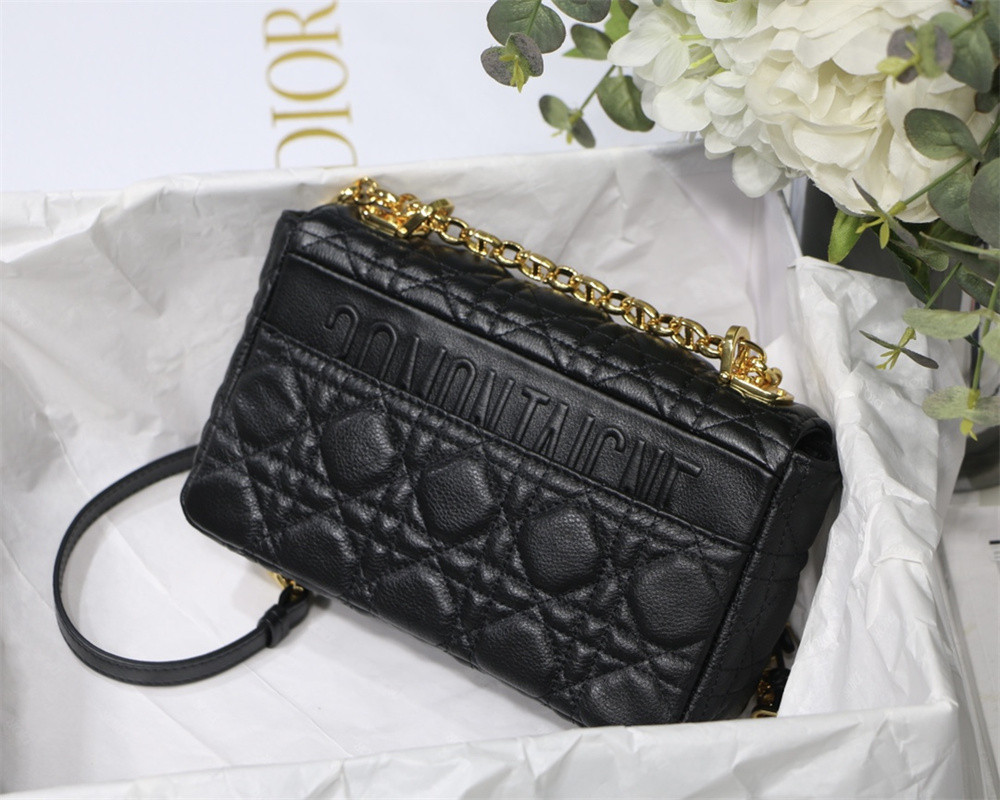 SMALL D10r CARO BAG Black S*pple Cannage Calfskin 20 x 12 x 7 cm