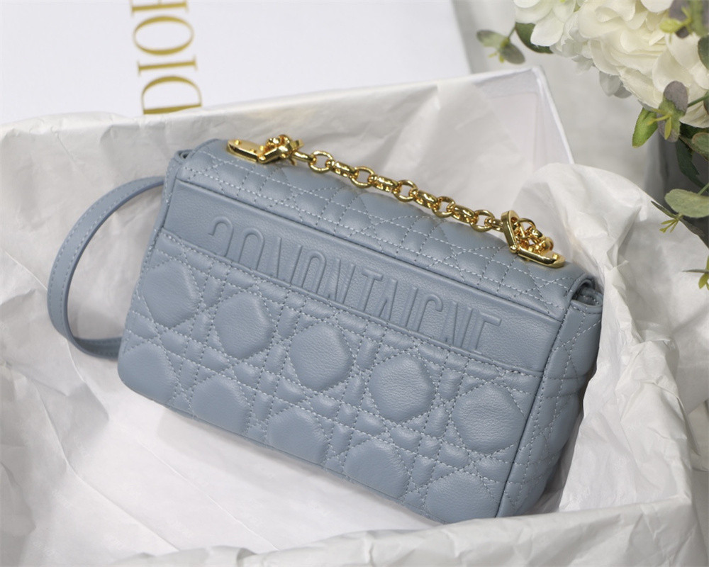SMALL D10r CARO BAG Light Blue S*pple Cannage Calfskin 20 x 12 x 7 cm