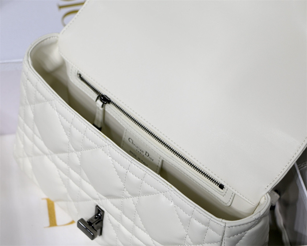 MEDIUM D10r CARO BAG IVORY S*pple Cannage Calfskin 25.5 x 15.5 x 8 cm