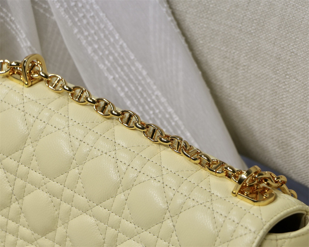 MEDIUM D10r CARO BAG light yellow S*pple Cannage Calfskin 25.5 x 15.5 x 8 cm