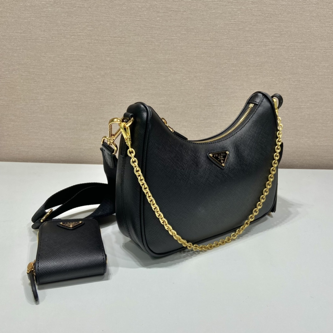 Pra*a Re-Edition 2005 Saffiano leather bag Black
