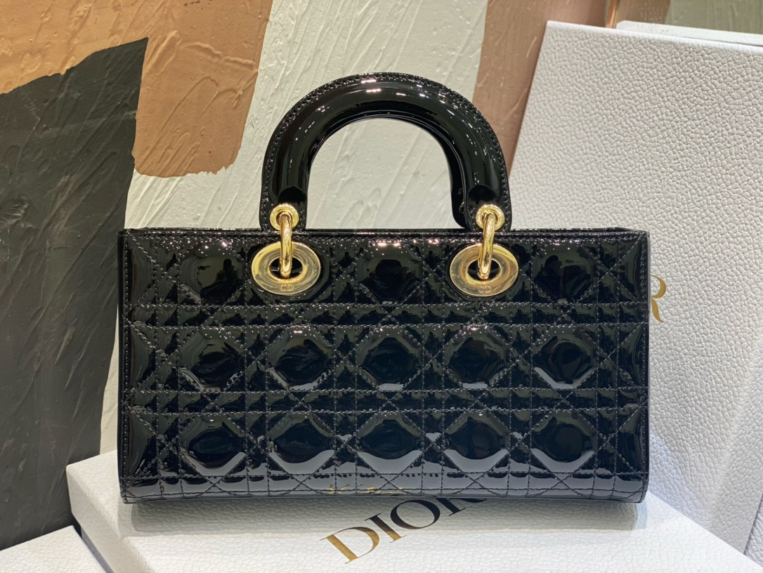 D10r SMALL LADY D-JOY BAG Black Patent 26x6x14cm