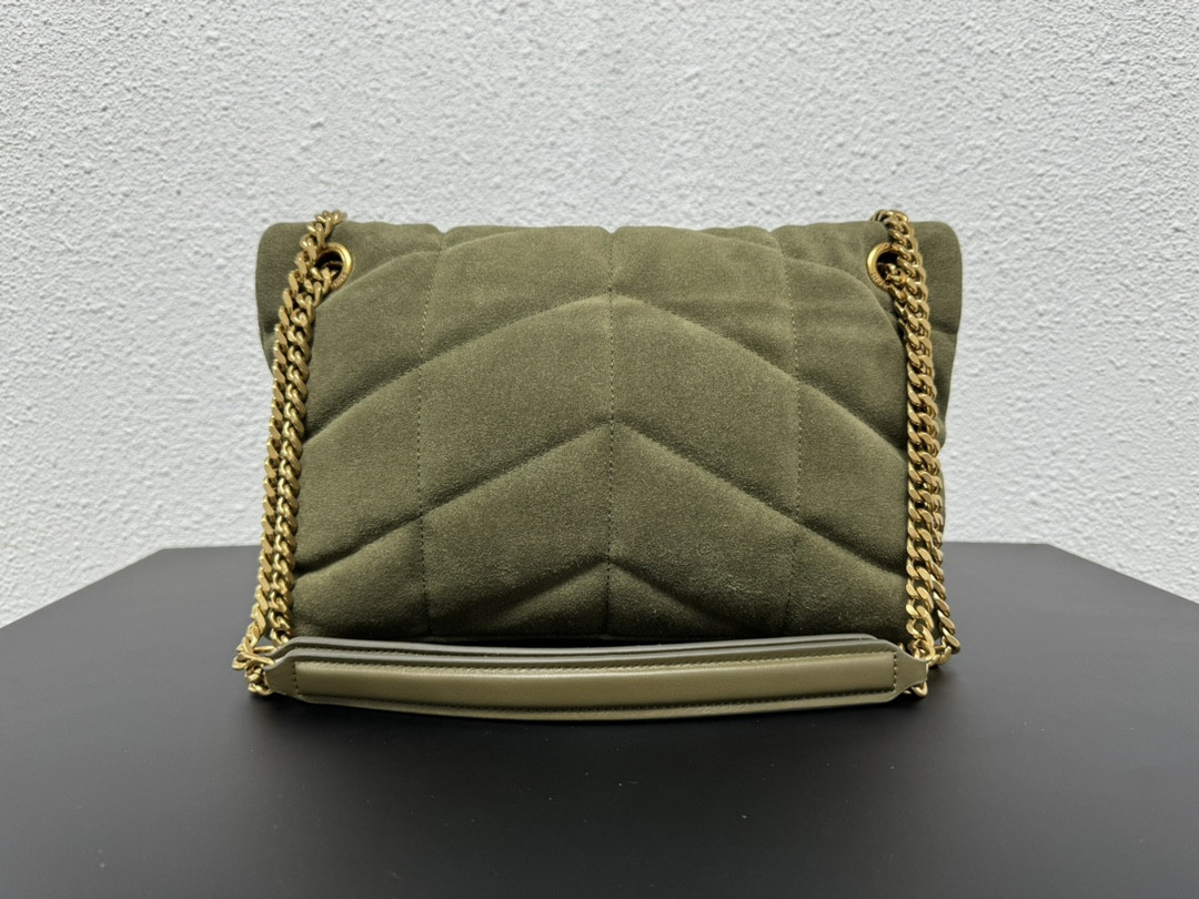 Y51 PUFFER SMALL IN SHINY VELVET PALE OLIVE