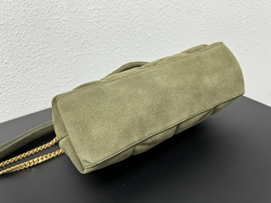 Y51 PUFFER SMALL IN SHINY VELVET PALE OLIVE