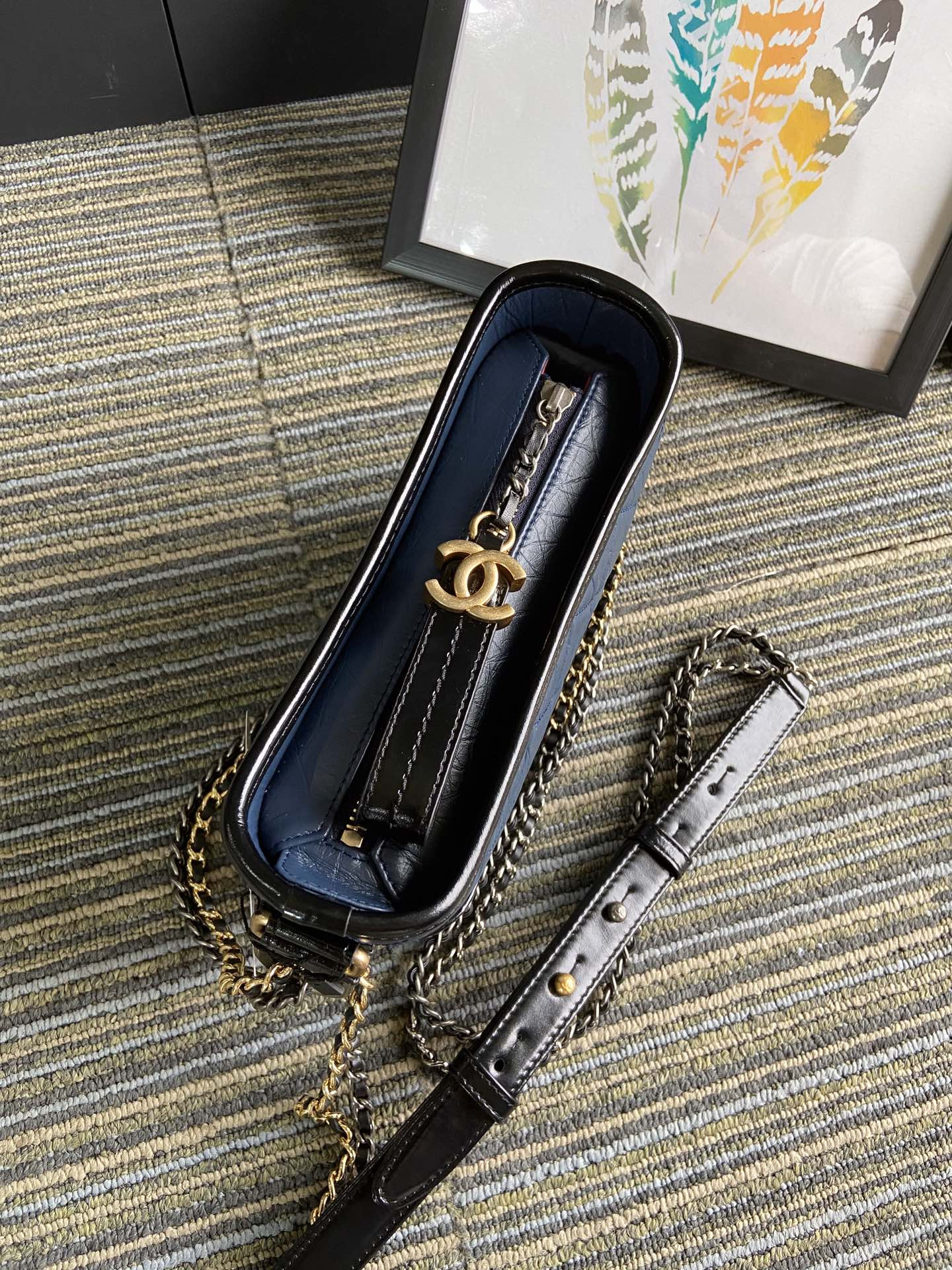 Ch**el Gabrielle SMALL BLUE with shoulder strap letters 20 x 15 x 8cm