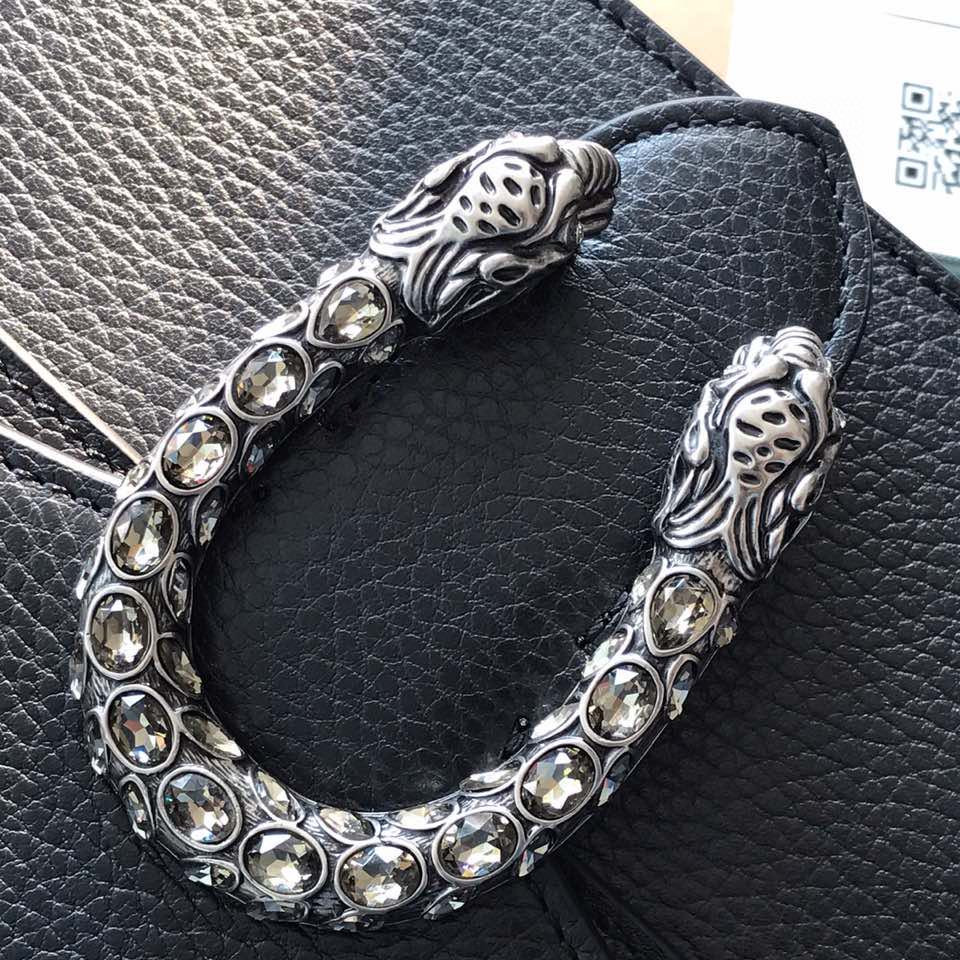 Gvc*1 DIONYSUS LEATHER SMALL RECTANGULAR BAG BLACK 28x17x9cm