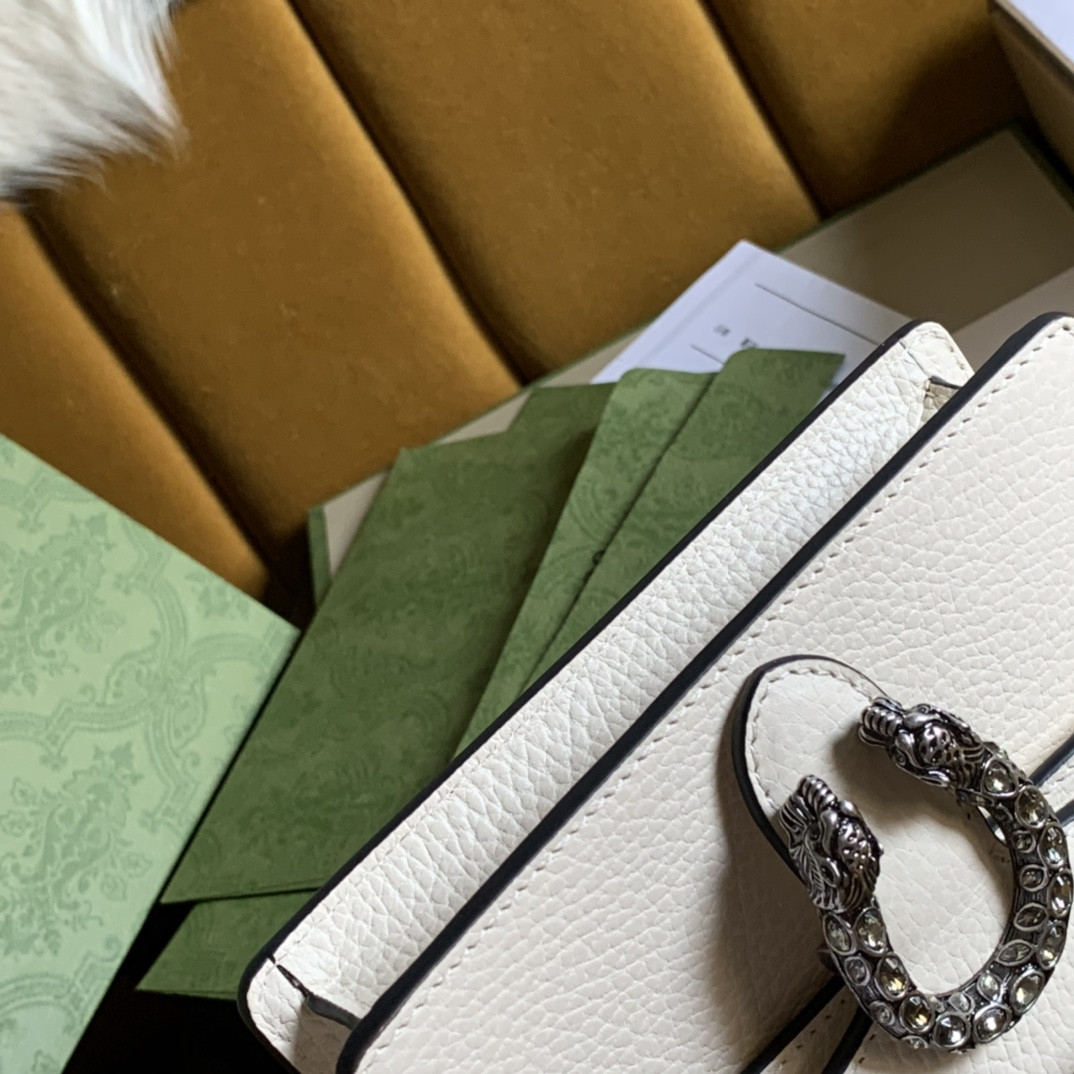 Gvc*1 DIONYSUS LEATHER S*pER MINI BAG WHITE 6.5"Wx3.9"Hx1.6"D