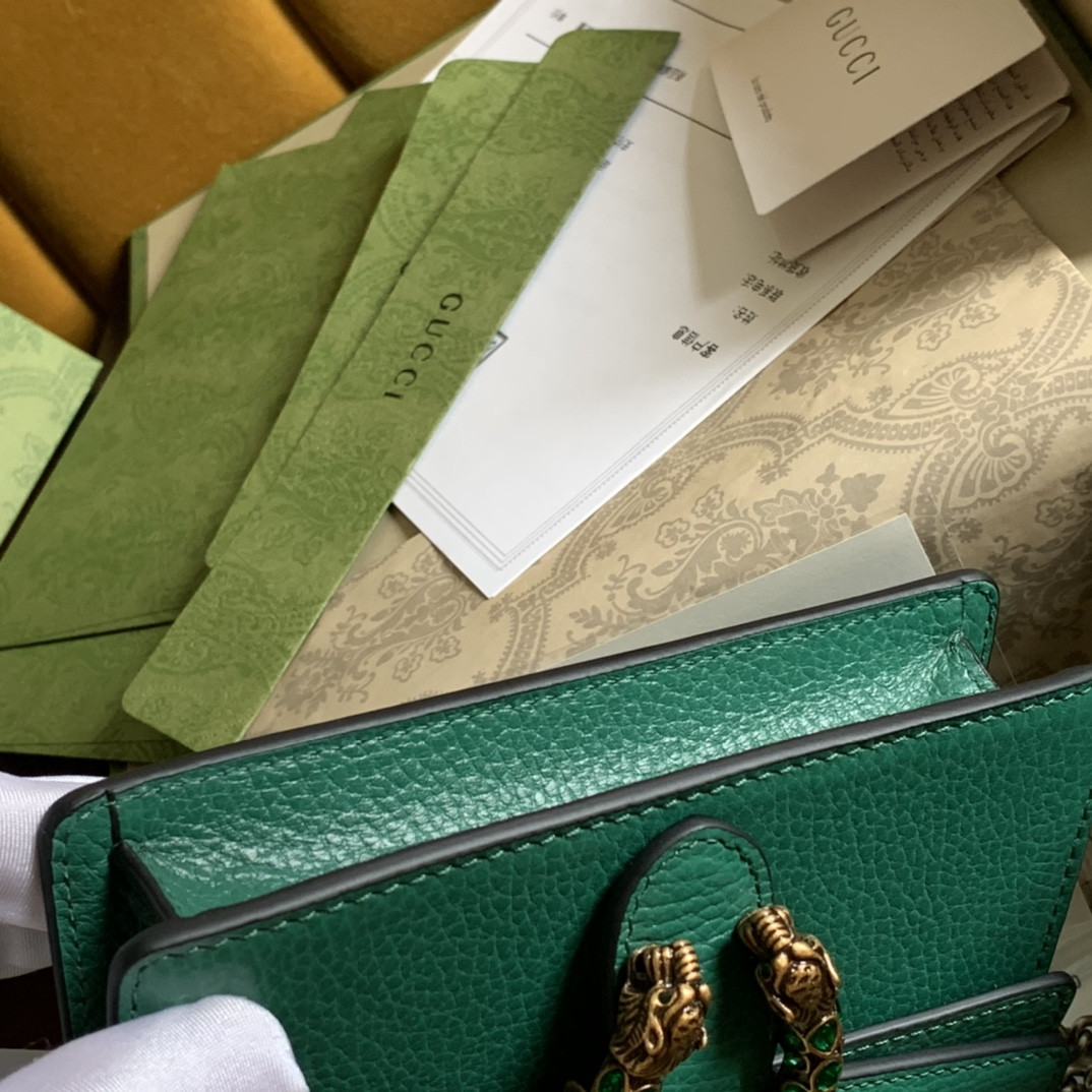 Gvc*1 DIONYSUS LEATHER S*pER MINI BAG GREEN 6.5"Wx3.9"Hx1.6"D