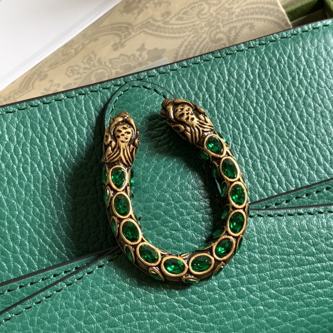 Gvc*1 DIONYSUS LEATHER S*pER MINI BAG GREEN 6.5"Wx3.9"Hx1.6"D