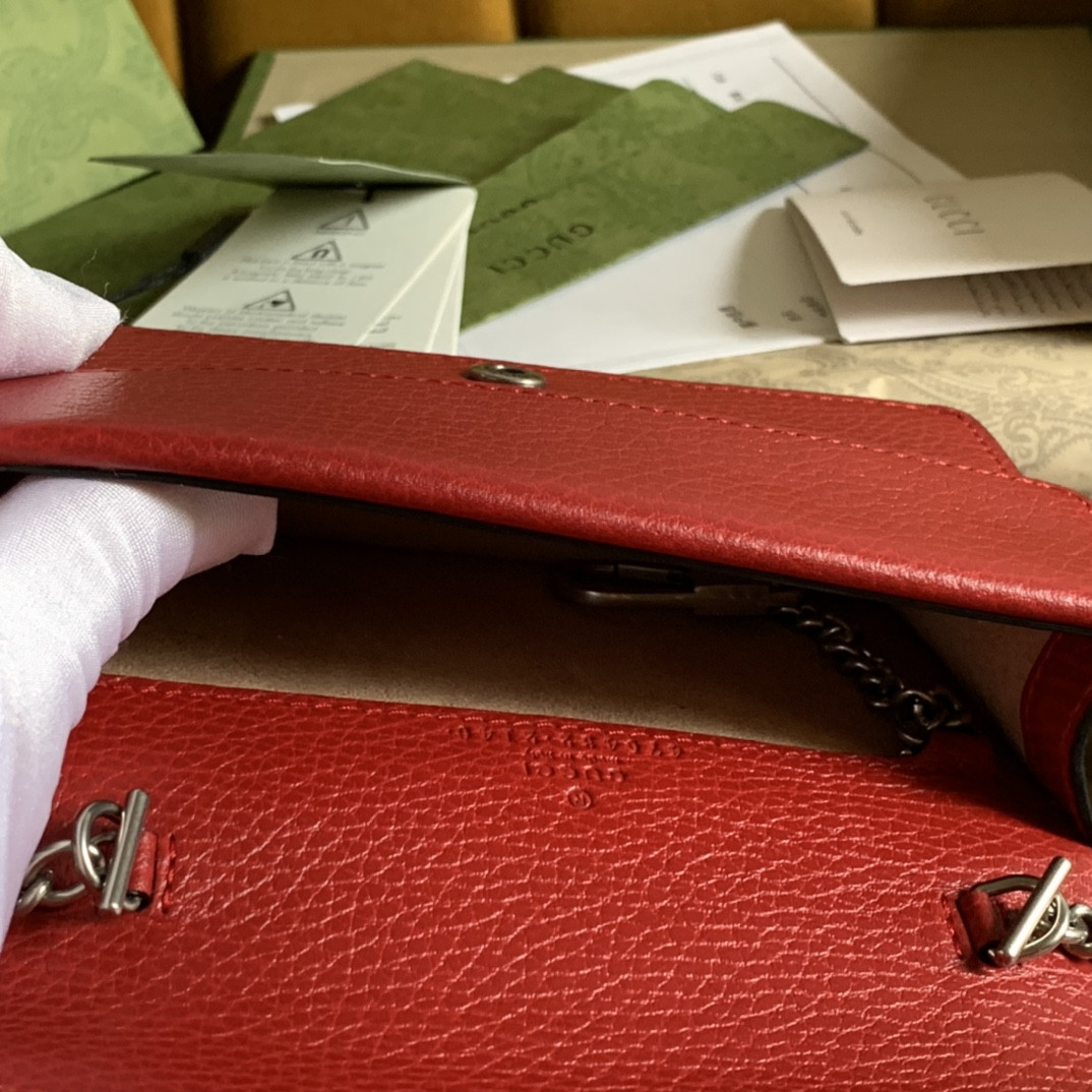 Gvc*1 DIONYSUS LEATHER S*pER MINI BAG RED 6.5"Wx3.9"Hx1.6"D