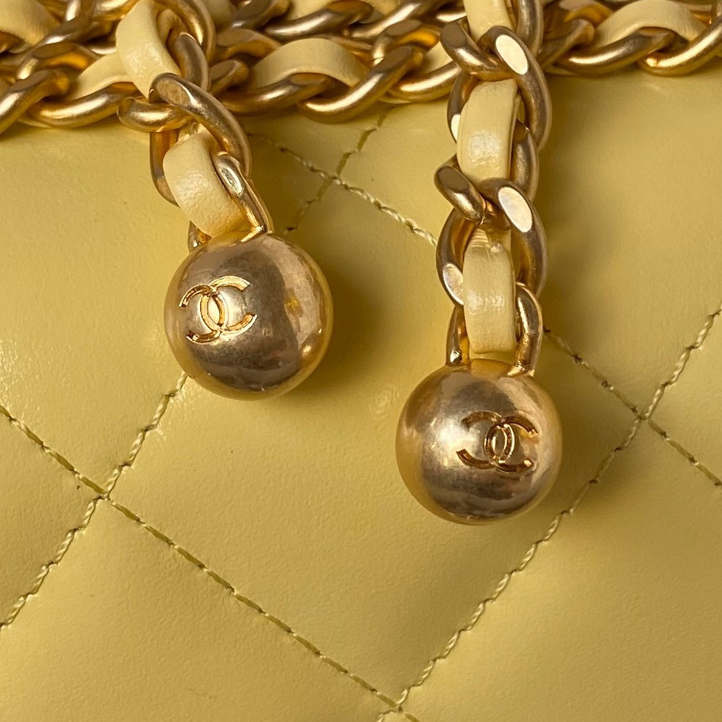 Ch**el MINI FLAP BAG yellow 12×19×8cm