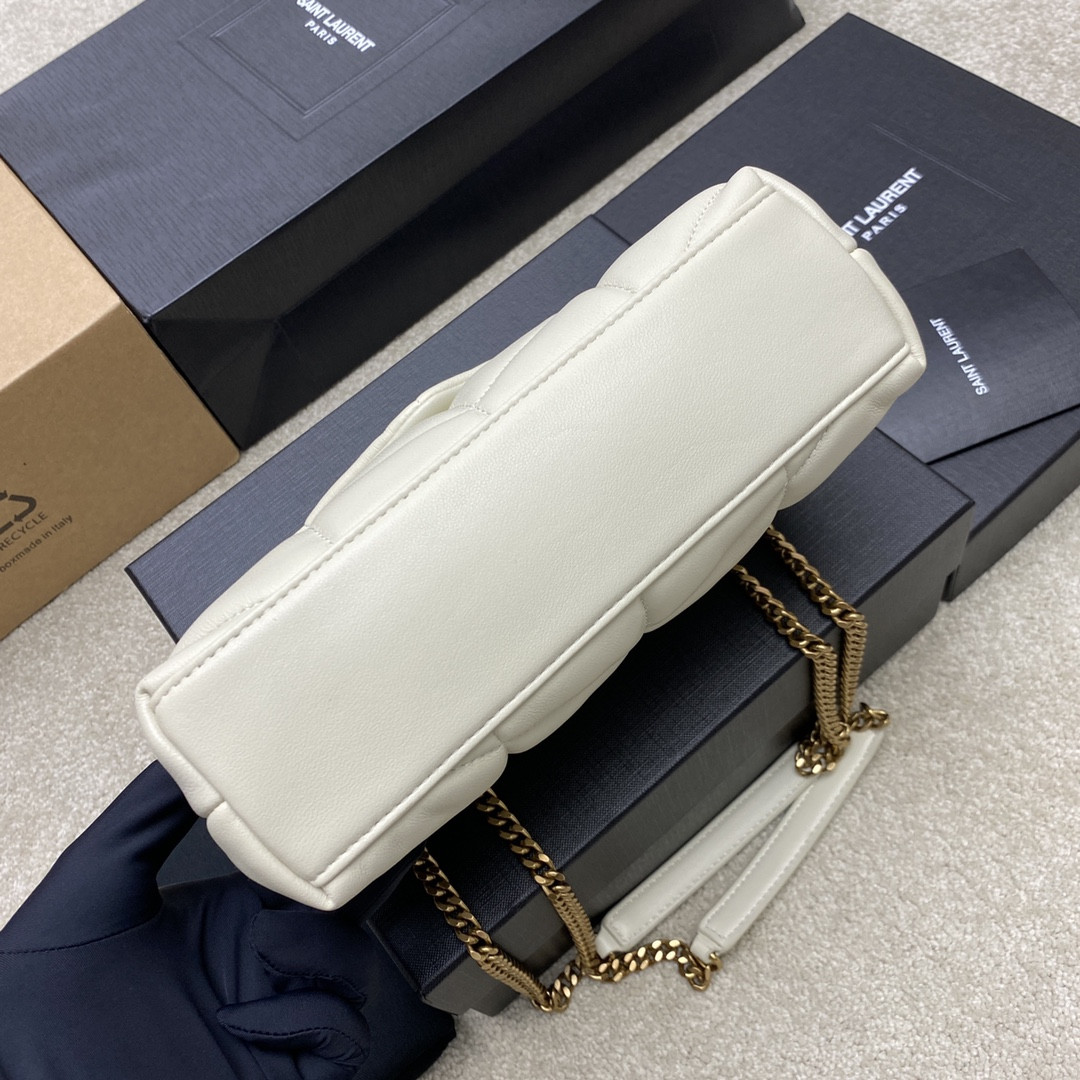 Y51 PUFFER IN LEATHER WHITE 23 X 15.5 X 5.8 CM