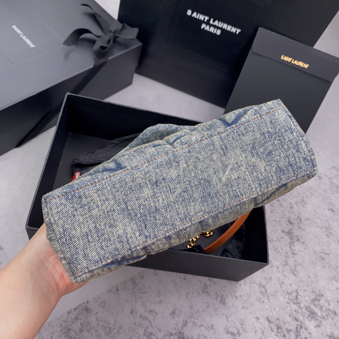 Y51 PUFFER IN SUEDE AND DENIM LIGHT BLUE 23 X 15.5 X 5.8 CM