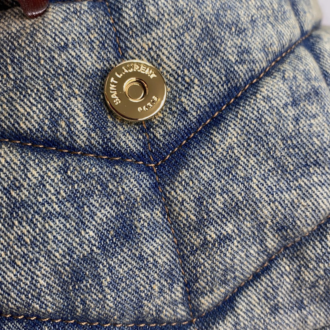 Y51 PUFFER IN SUEDE AND DENIM LIGHT BLUE 23 X 15.5 X 5.8 CM