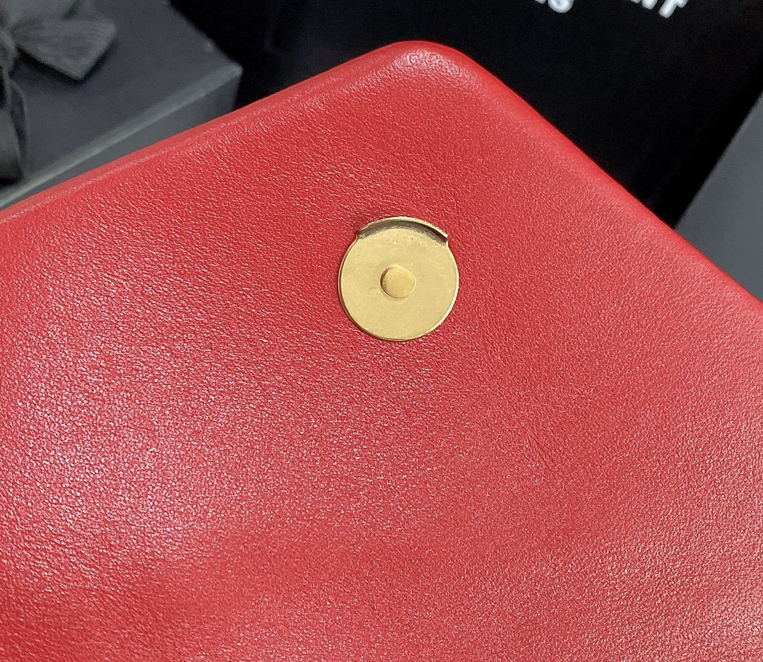 Y51 LOULOU SMALL IN QUILTED LEATHER SHINY RED GOLD 9 X 6.1 X 3.3 INCHES