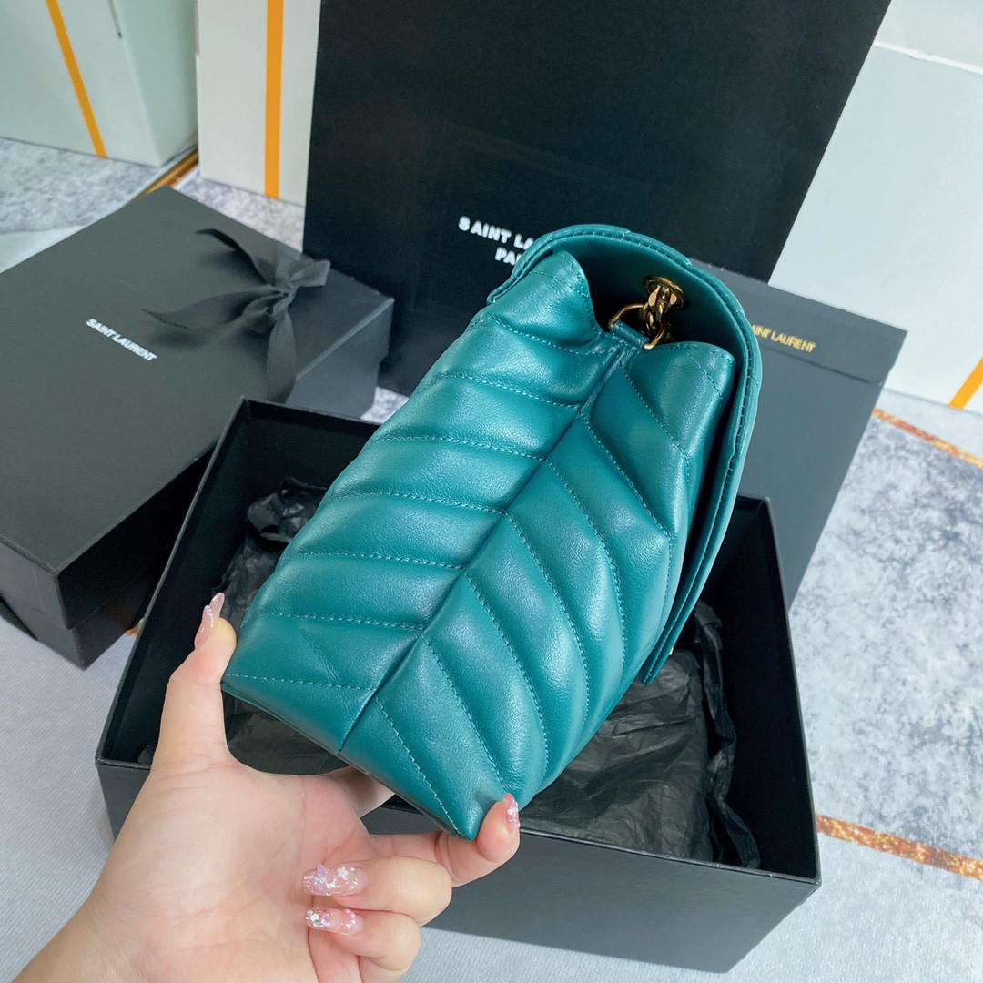 Y51 LOULOU MEDIUM BAG IN Y-QUILTED LEATHER BAG 12.5 X 8.6 X 4.7 INCHES