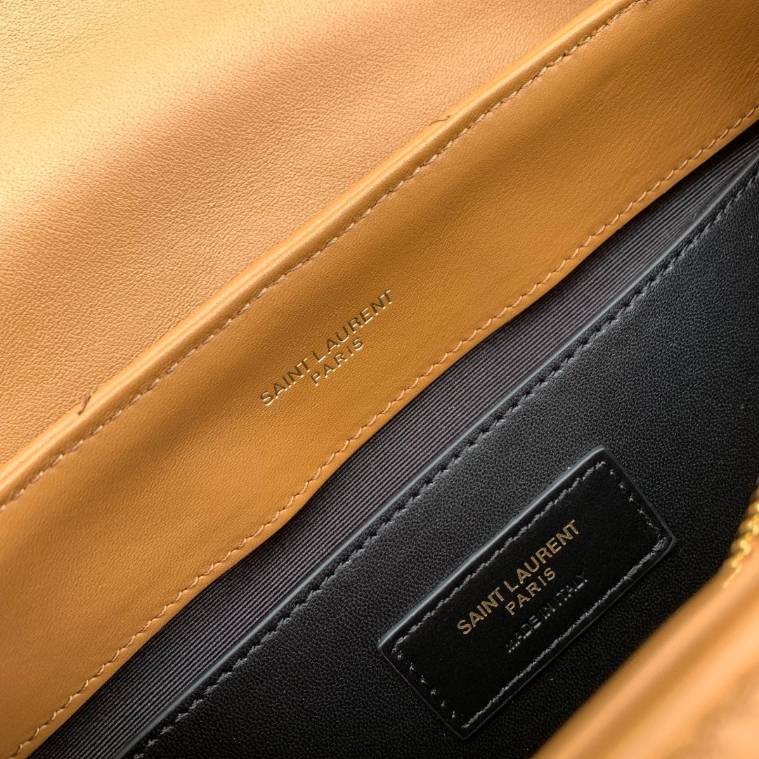 Y51 LOULOU SMALL IN QUILTED LEATHER BROWN 9 X 6.1 X 3.3 INCHES