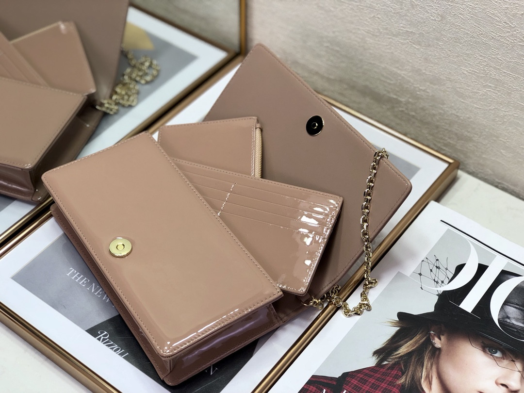 Lady D10r Pouch Rose Des Vents Cannage  8.5 x 4.5 x 1 inches