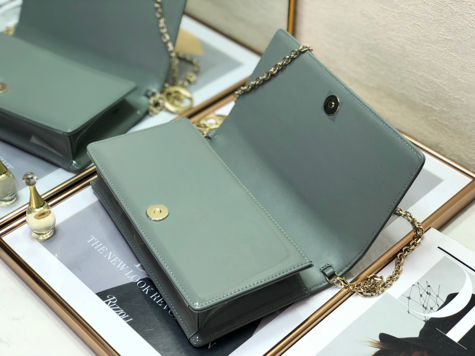 Lady D10r Pouch  Cloud Blue Cannage 8.5 x 4.5 x 1 inches