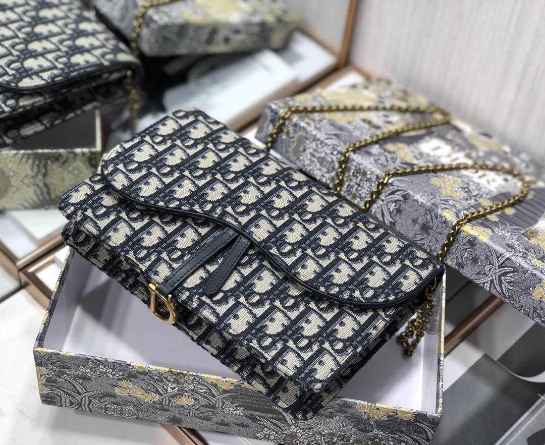 D10r Saddle Pouch  Blue D10r Oblique Jacquard 8.5 x 5.5 x 1.5 inches