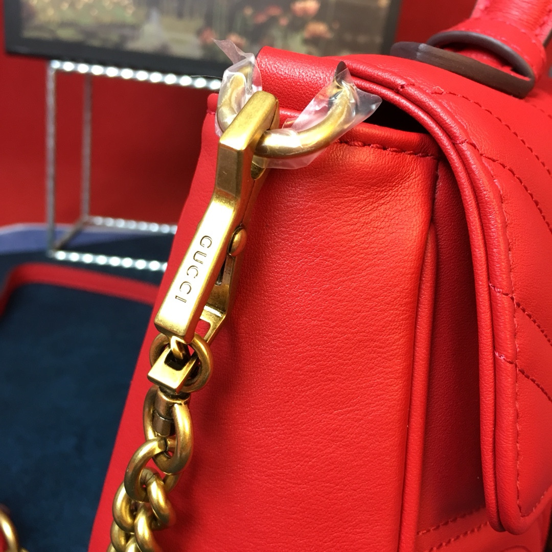 Gvc*1 GG MARMONT SMALL SHOULDER BAG RED 10"W x 6"H x 3"D