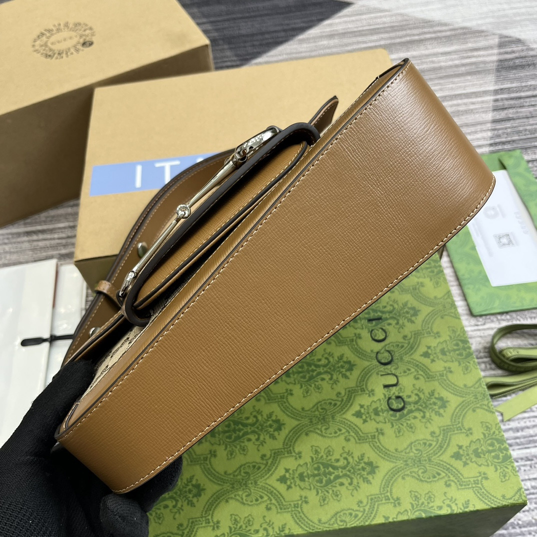 Gvc*1 HORSEBIT 1955 SMALL SHOULDER BAG Brown 10.4"W x 6.7-4.1"H x 3.1-1.6"D