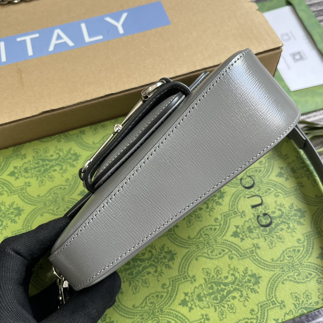 Gvc*1 HORSEBIT 1955 MINI SHOULDER BAG GRAY 7.7"W x 5-3.1"H x 2.4-1.2"D