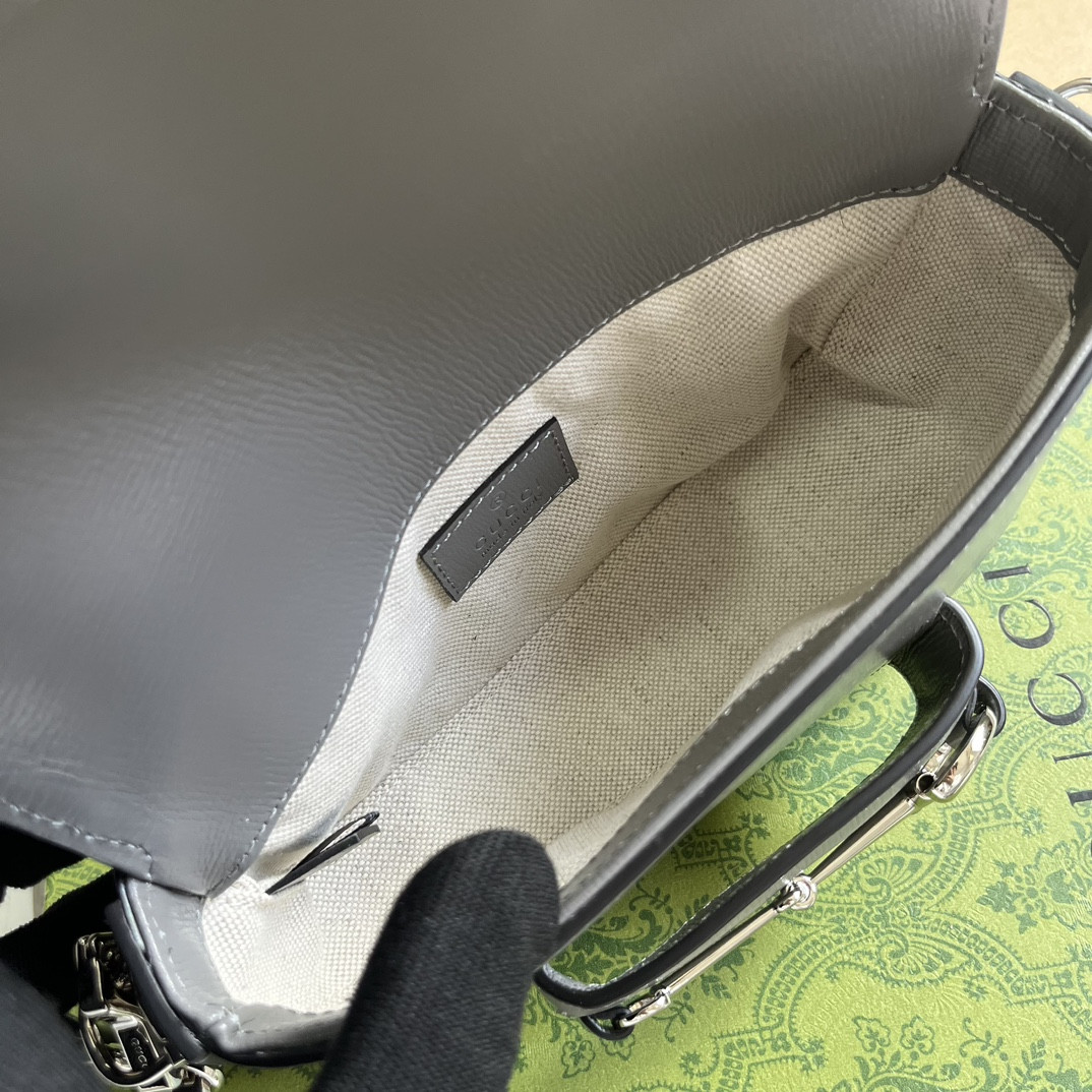 Gvc*1 HORSEBIT 1955 MINI SHOULDER BAG GRAY 7.7"W x 5-3.1"H x 2.4-1.2"D