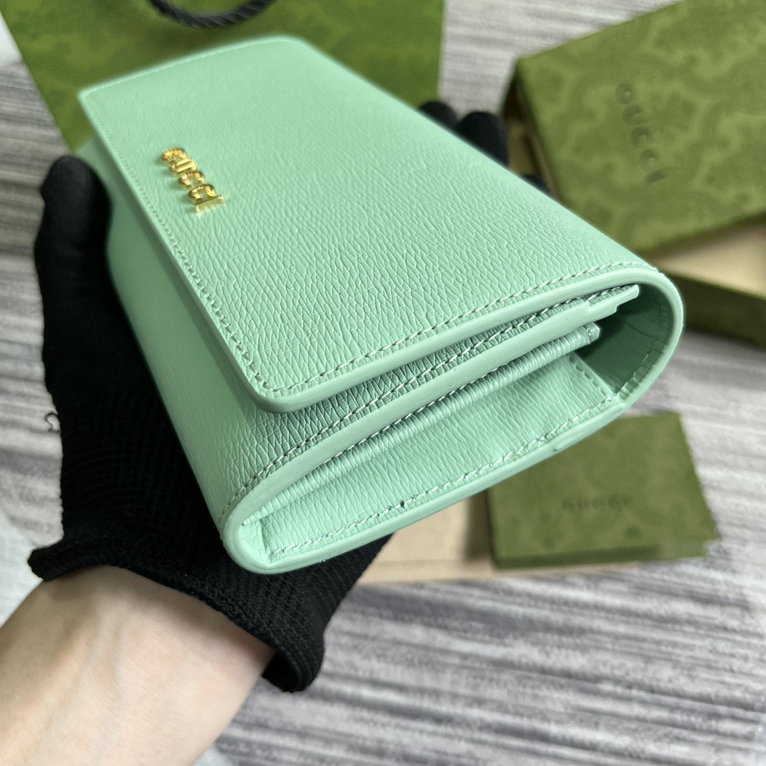 CONTINENTAL WALLET WITH Gvc*1 SCRIPT GREEN 7.5"W x 4"H x 1.4"D