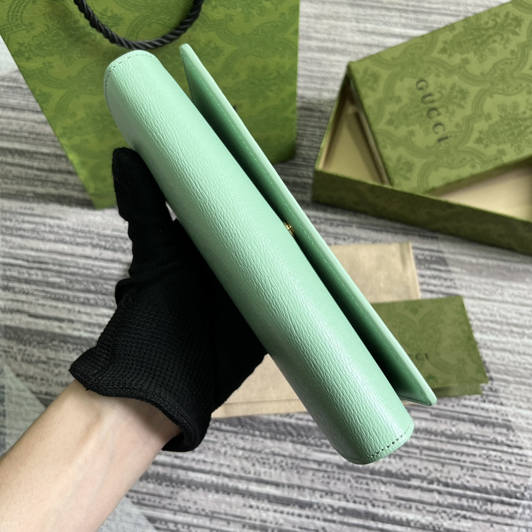 CONTINENTAL WALLET WITH Gvc*1 SCRIPT GREEN 7.5"W x 4"H x 1.4"D