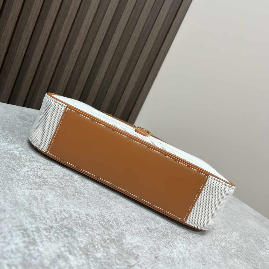 Y51 LE 5 À 7 IN CANVAS AND LEATHER GREGE AND BRICK 9 X 6.3 X 2.5 INCHES