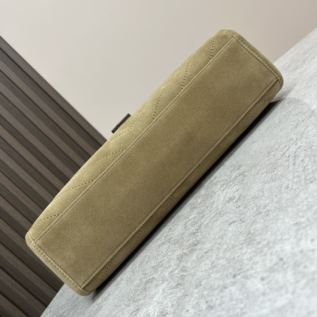 Y51 NIKI MEDIUM SHOPPING IN SUEDE BARLEY GREEN 12.9 X 10.6 X 4.5 INCHES