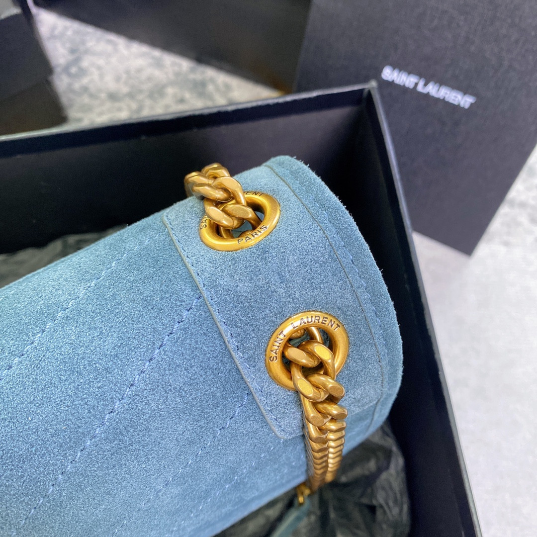 Y51 NIKI MEDIUM IN SUEDE BLUE 11 X 7.8 X 3.3 INCHES