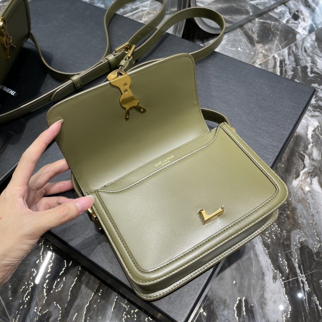 Y51 SOLFERINO SMALL SATCHEL IN BOX Sa1nt Lau*nt Avocado GREEN 7.4 X 5.1 X 1.9 INCHES
