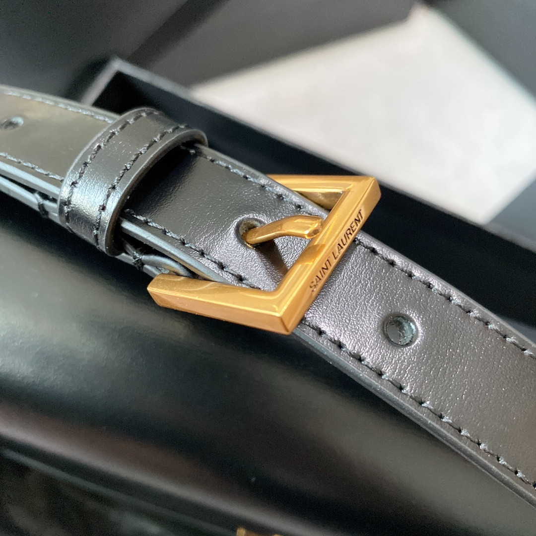 Y51 SOLFERINO SMALL SATCHEL IN BOX Sa1nt Lau*nt BLACK 7.4 X 5.1 X 1.9 INCHES