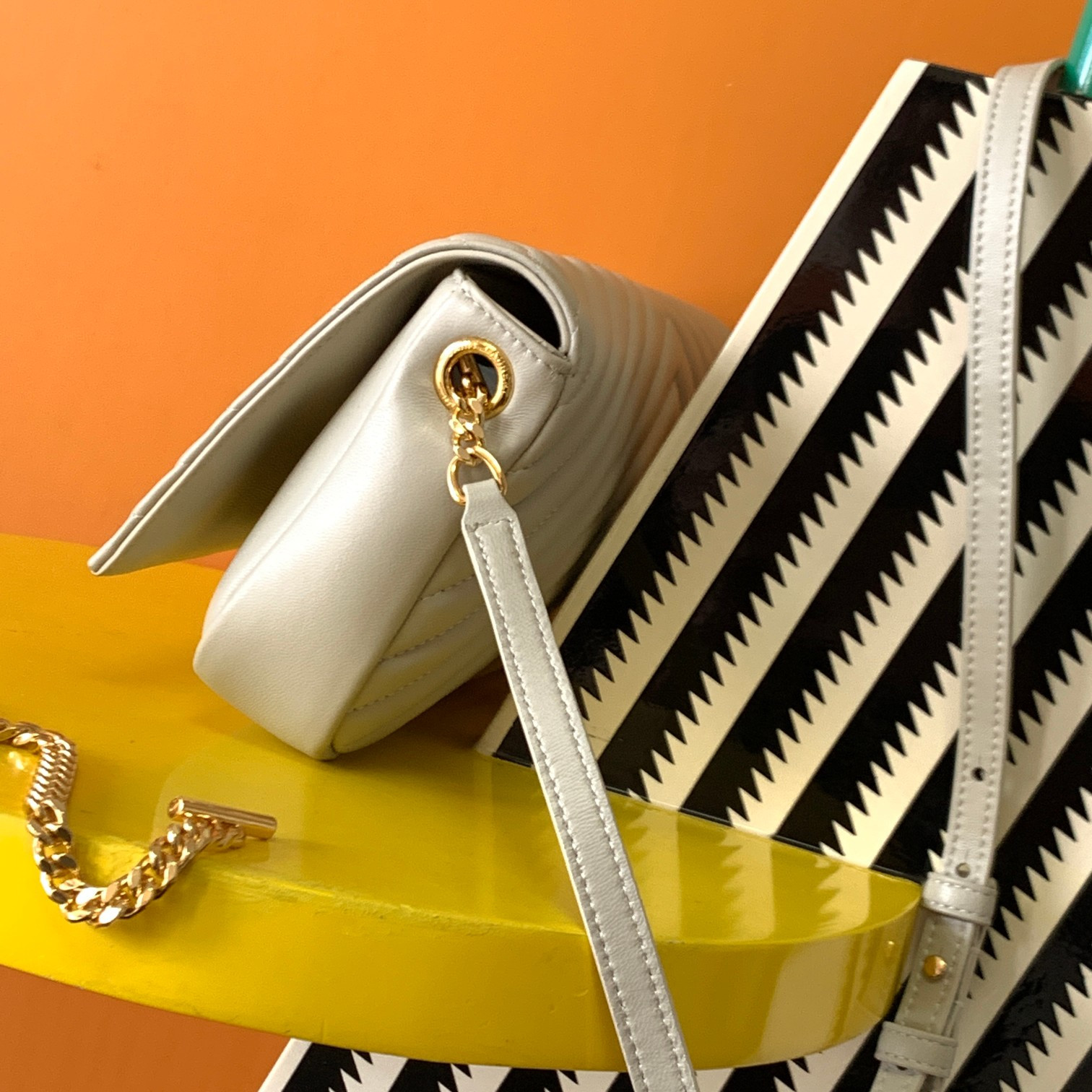 Y51 KATE 99 IN QUILTED NAPPA LEATHER WHITE 10.2 X 5.3 X 1.7 INCHES