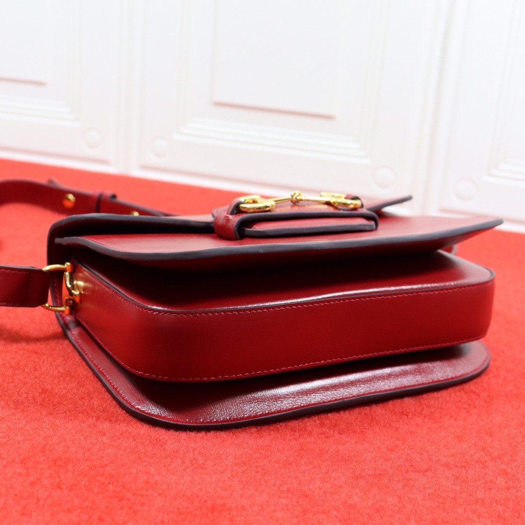 Gvc*1 HORSEBIT 1955 SHOULDER BAG RED 9.8"W x 7"H x 3.1"D