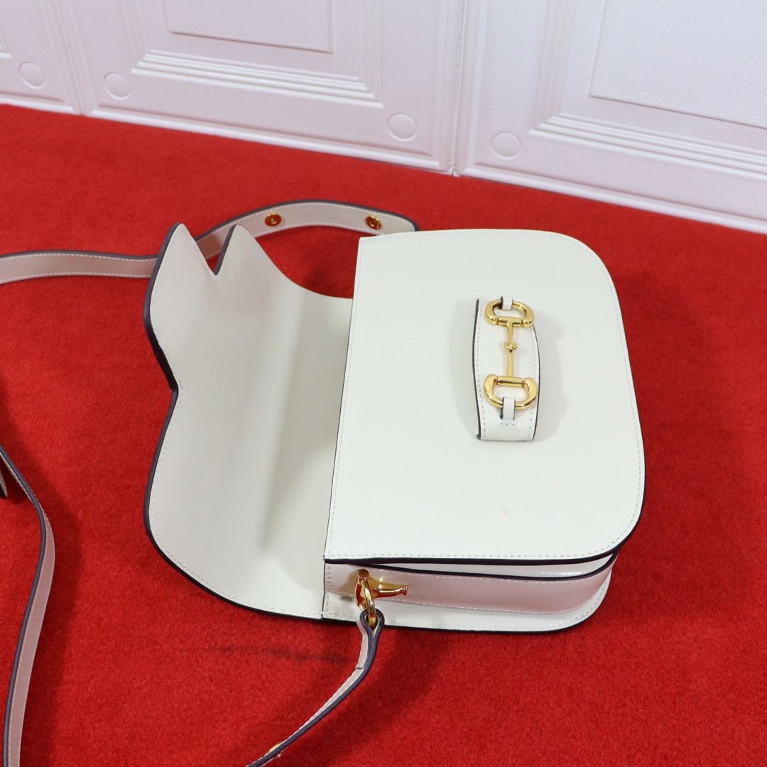 Gvc*1 HORSEBIT 1955 SHOULDER BAG WHITE 9.8"W x 7"H x 3.1"D
